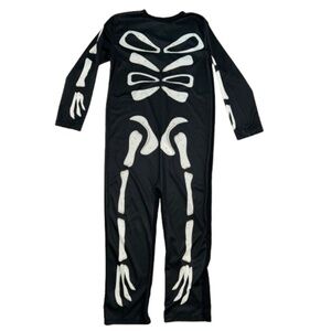 Kids Skeleton Halloween Costume Black and gray bones bodysuit